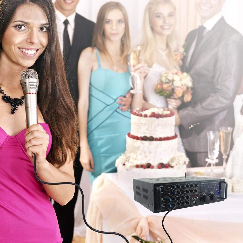Dual Channel Bluetooth Mixing Amplifier - 2000W Rack Mount Karaoke Sound Mixer Audio Home Stereo Receiver Box System W/ RCA, USB, AUX - for Speaker, PA, Home Theater, Studio/Stage - PMXAKB2000
